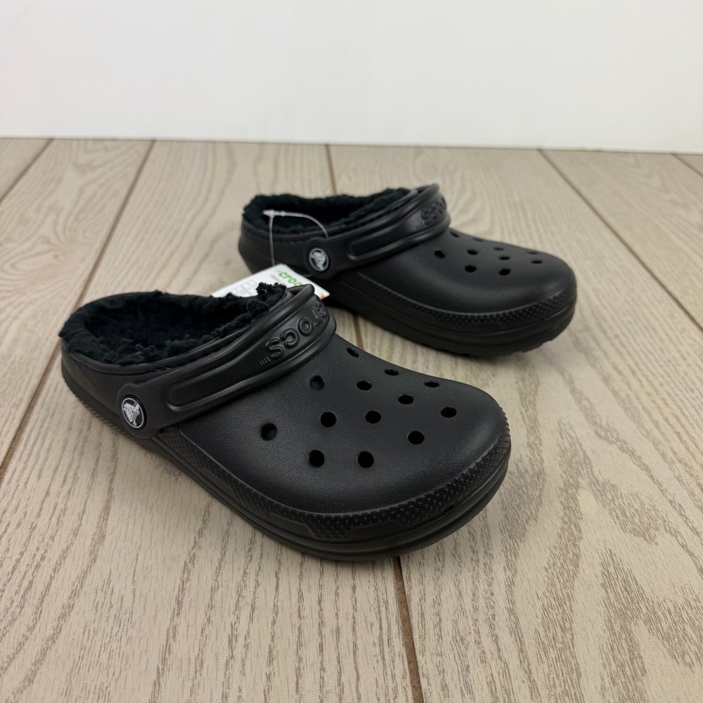 Crocs Classic Lined Kids Clogs j2 Black/Black $50 Children's Shoes